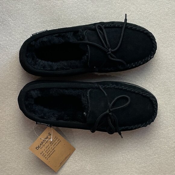 BearPaws Mens Moccasin Slippers Black 10 - Picture 2 of 3